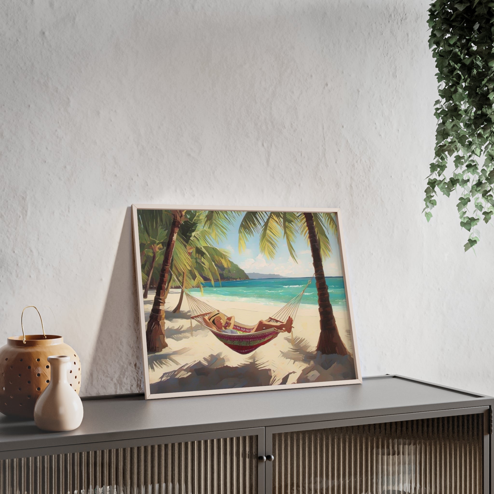 Tropical Beach Hammock Framed Poster