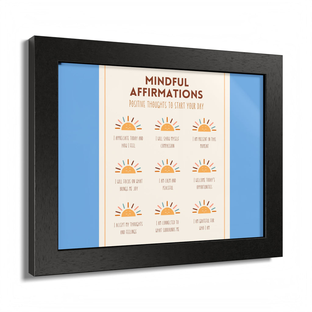 Mindful Affirmations: Positive Thoughts to Start Your Day Framed Poster