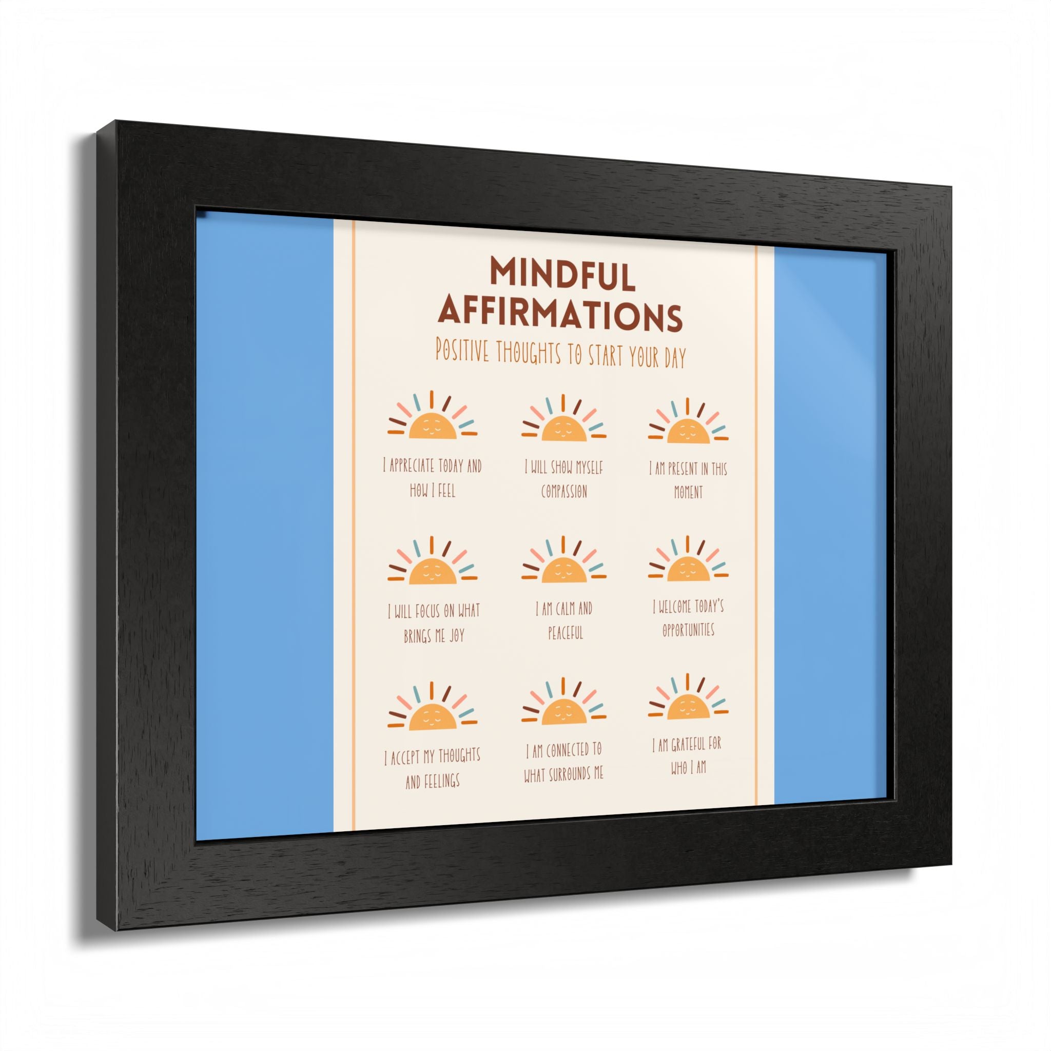 Mindful Affirmations: Positive Thoughts to Start Your Day Framed Poster
