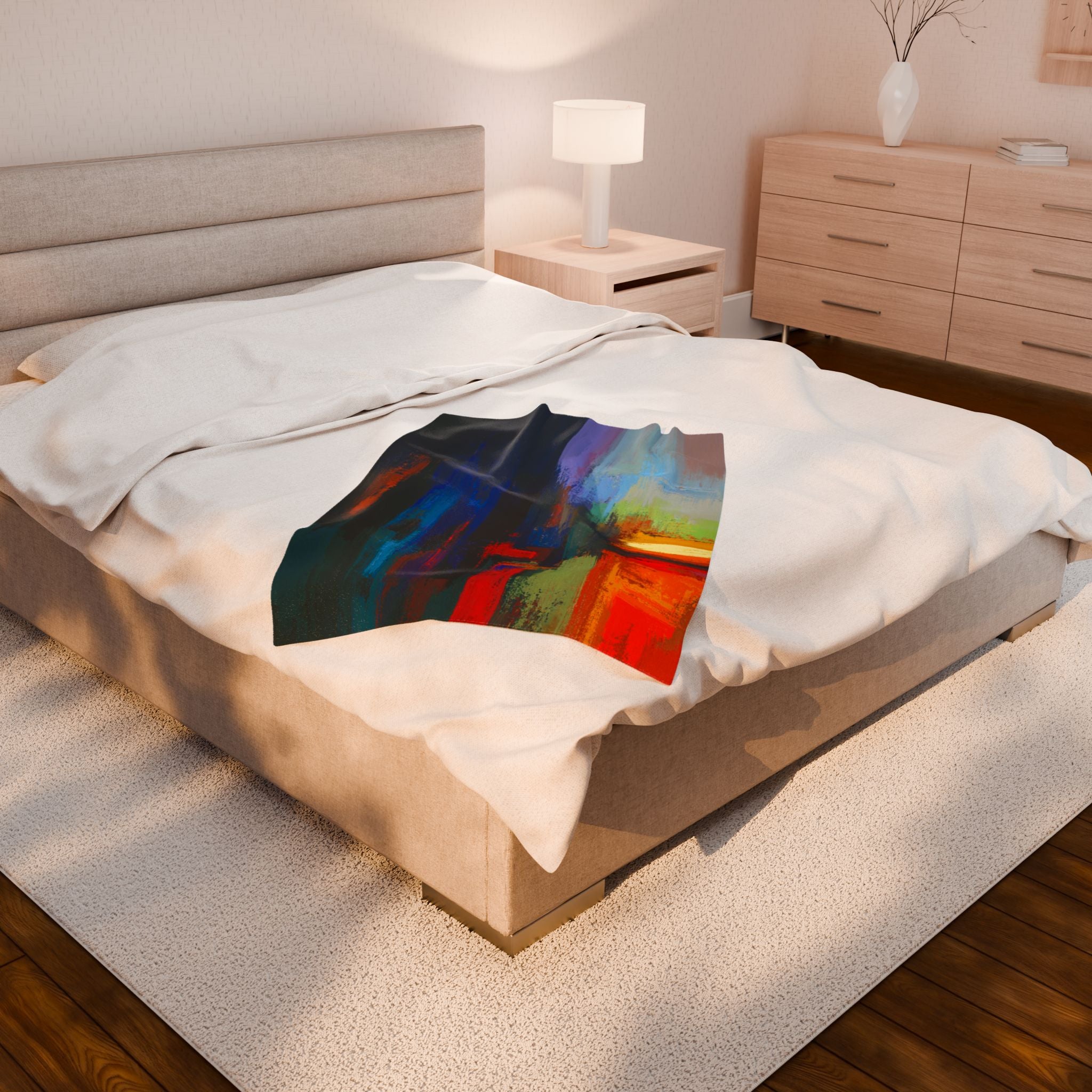 Multicolored Abstract Art Velveteen Plush Blanket