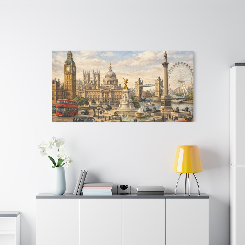 London Cityscape Matte Canvas Print Wall Art