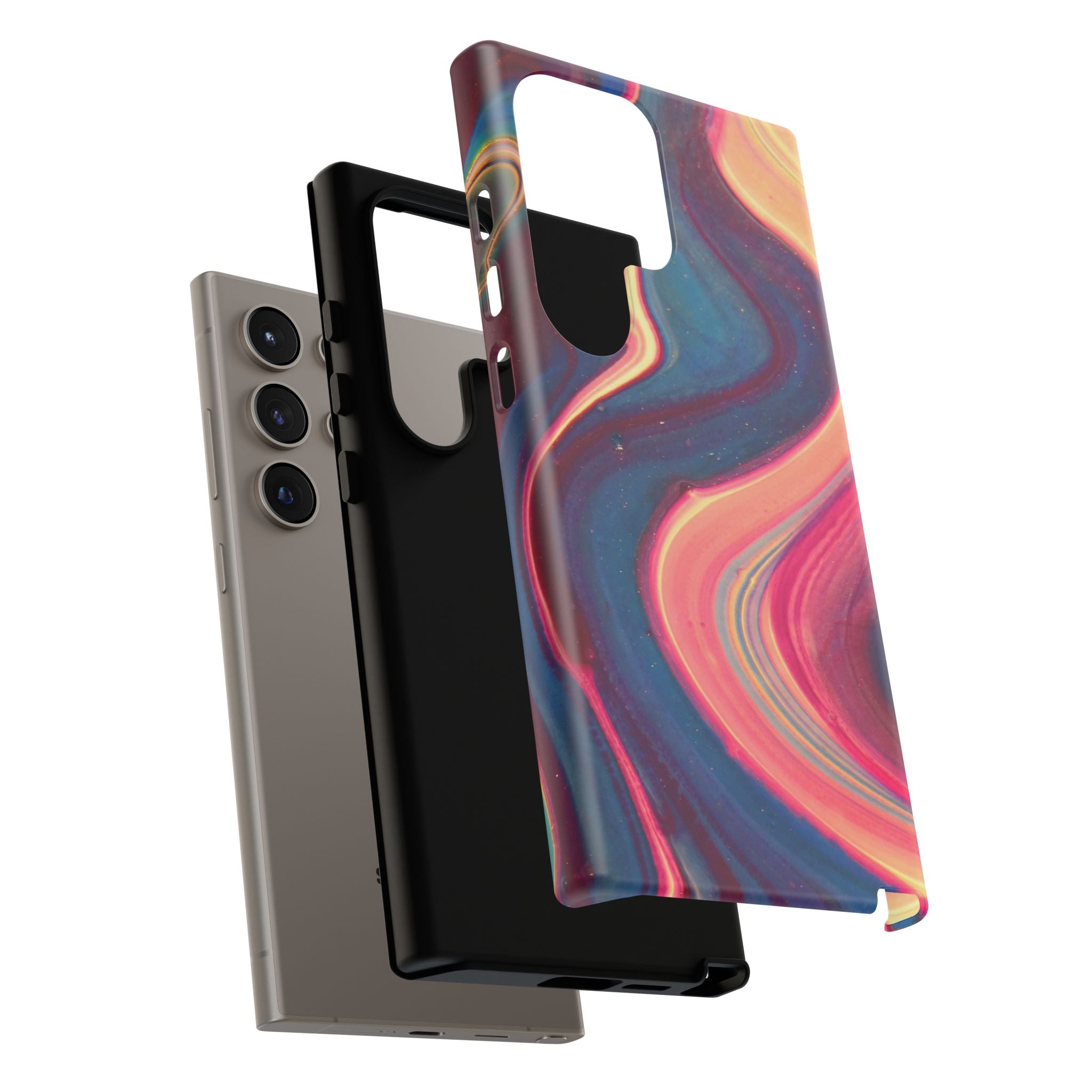 Colorful Wavy Marble Swirl Protective Phone Case