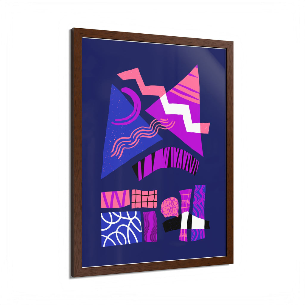 Abstract Geometric Framed Poster — Pink & Purple Modern Wall Art