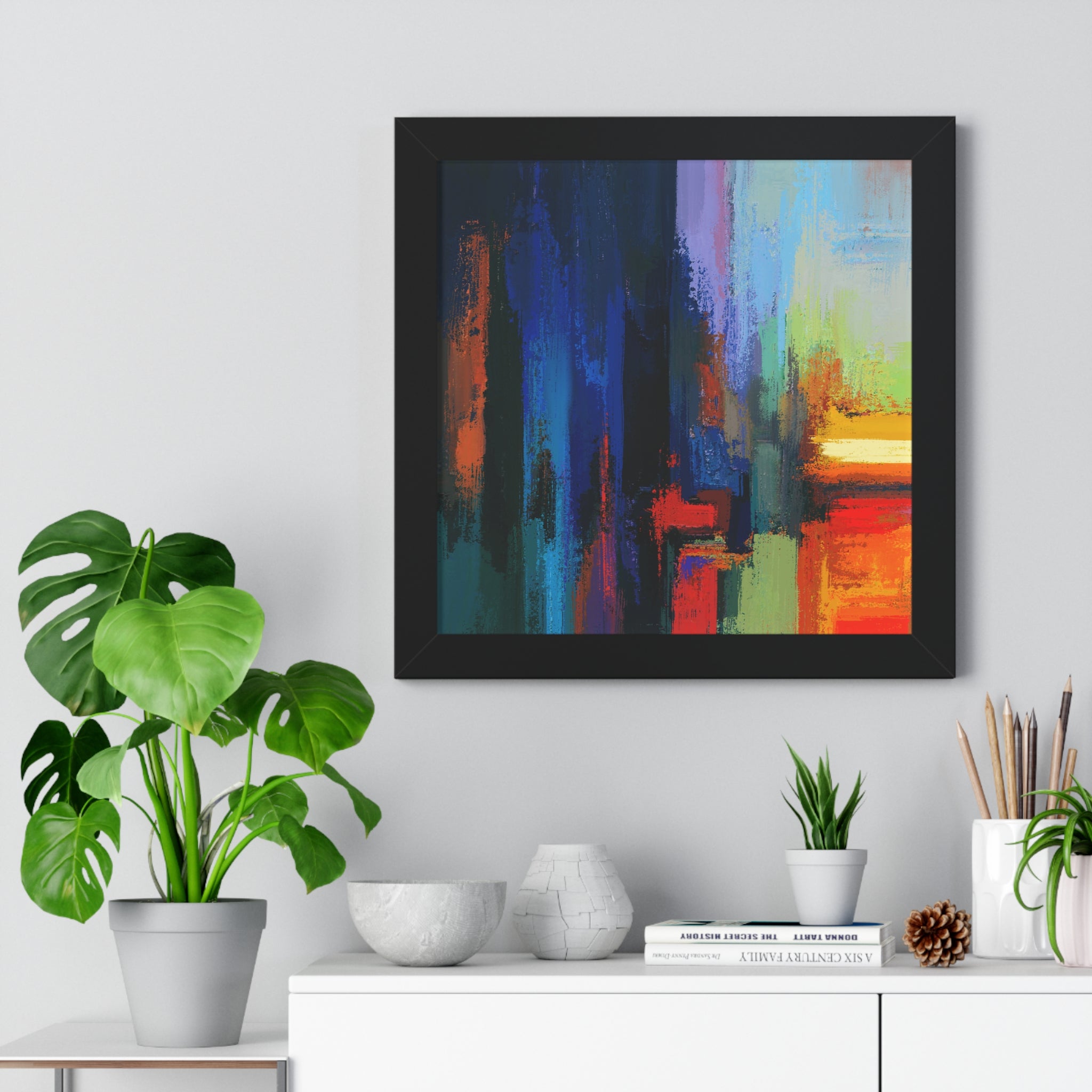 Abstract Colorful Cityscape Framed Vertical Poster
