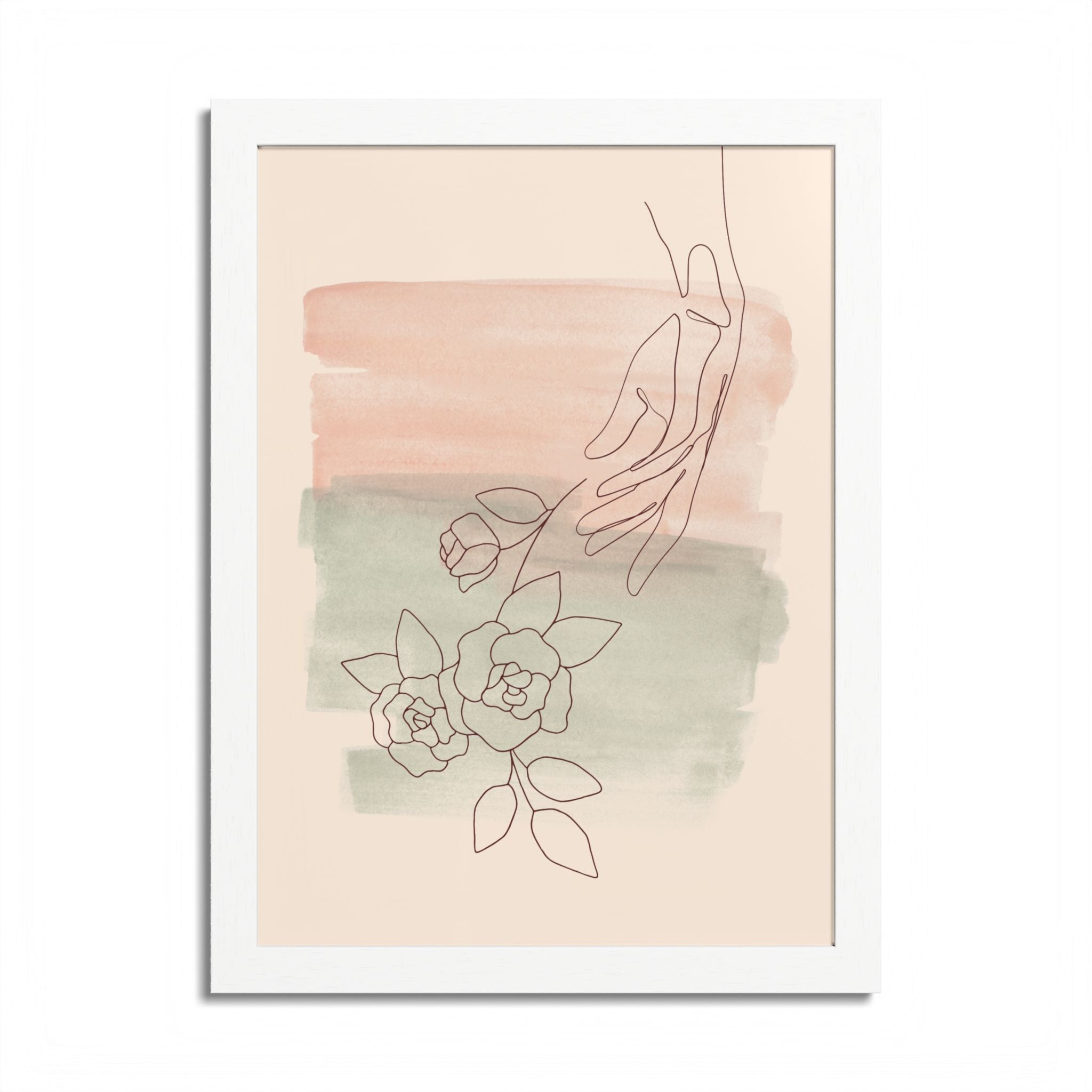 Hand Reaching for Flowers Framed Poster