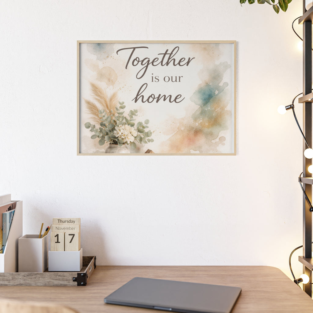 Together Is Our Home Framed Poster Cozy Watercolor Floral Wall Art