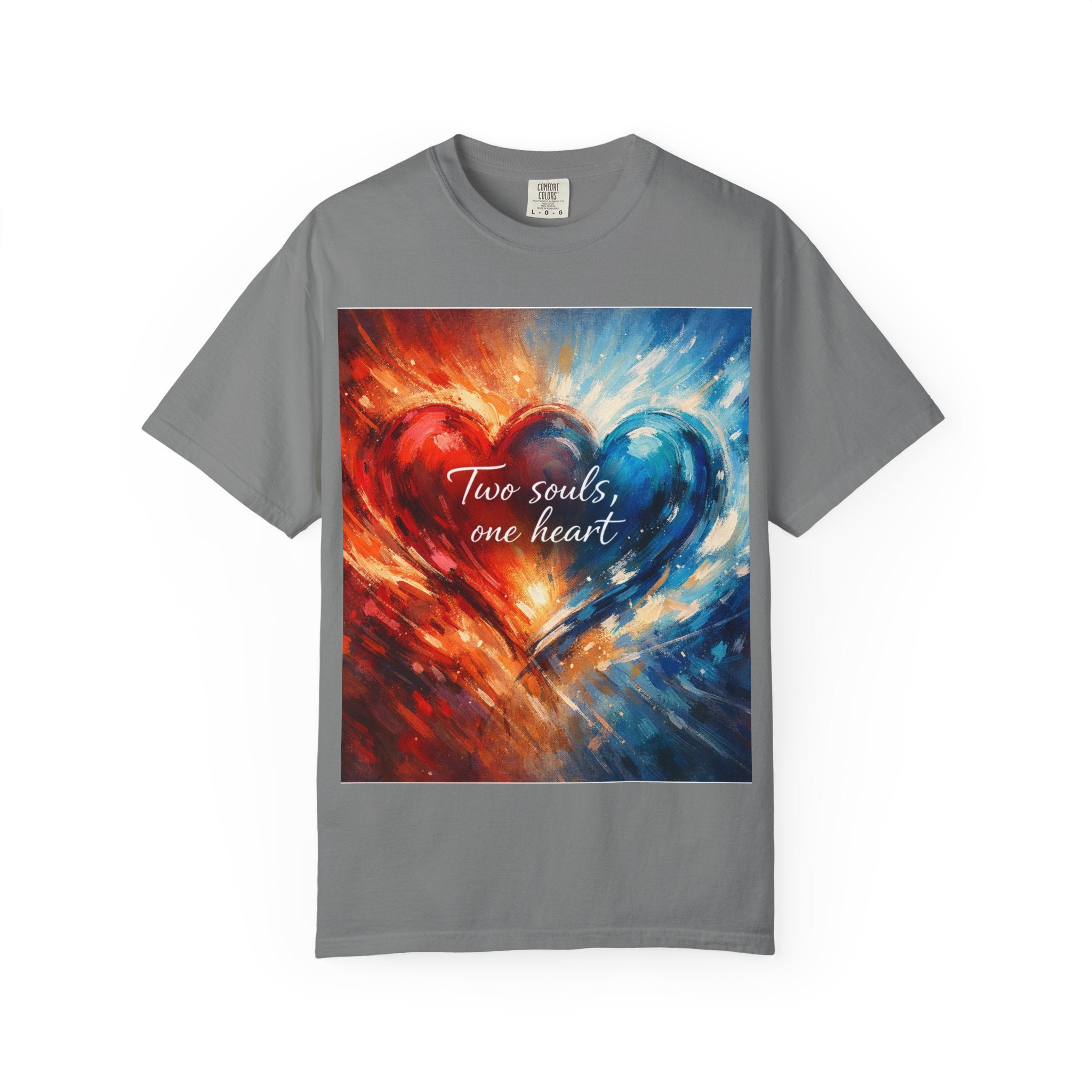 Two Souls One Heart Fiery and Ocean Heart Art T-Shirt