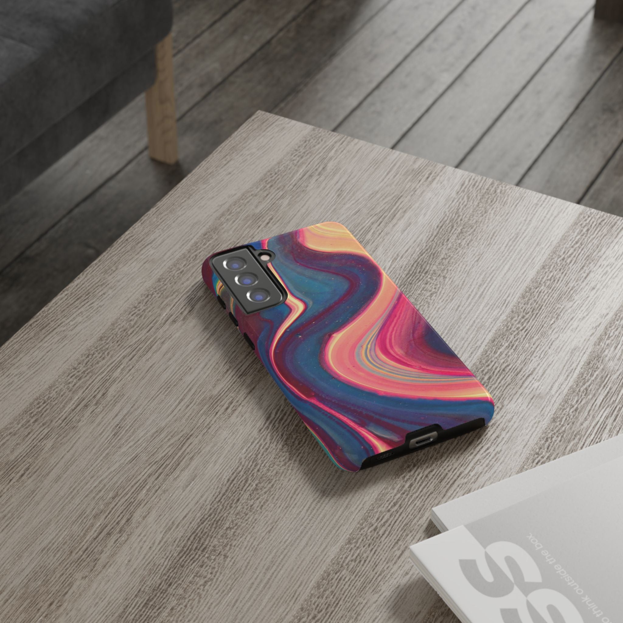 Colorful Wavy Marble Swirl Protective Phone Case