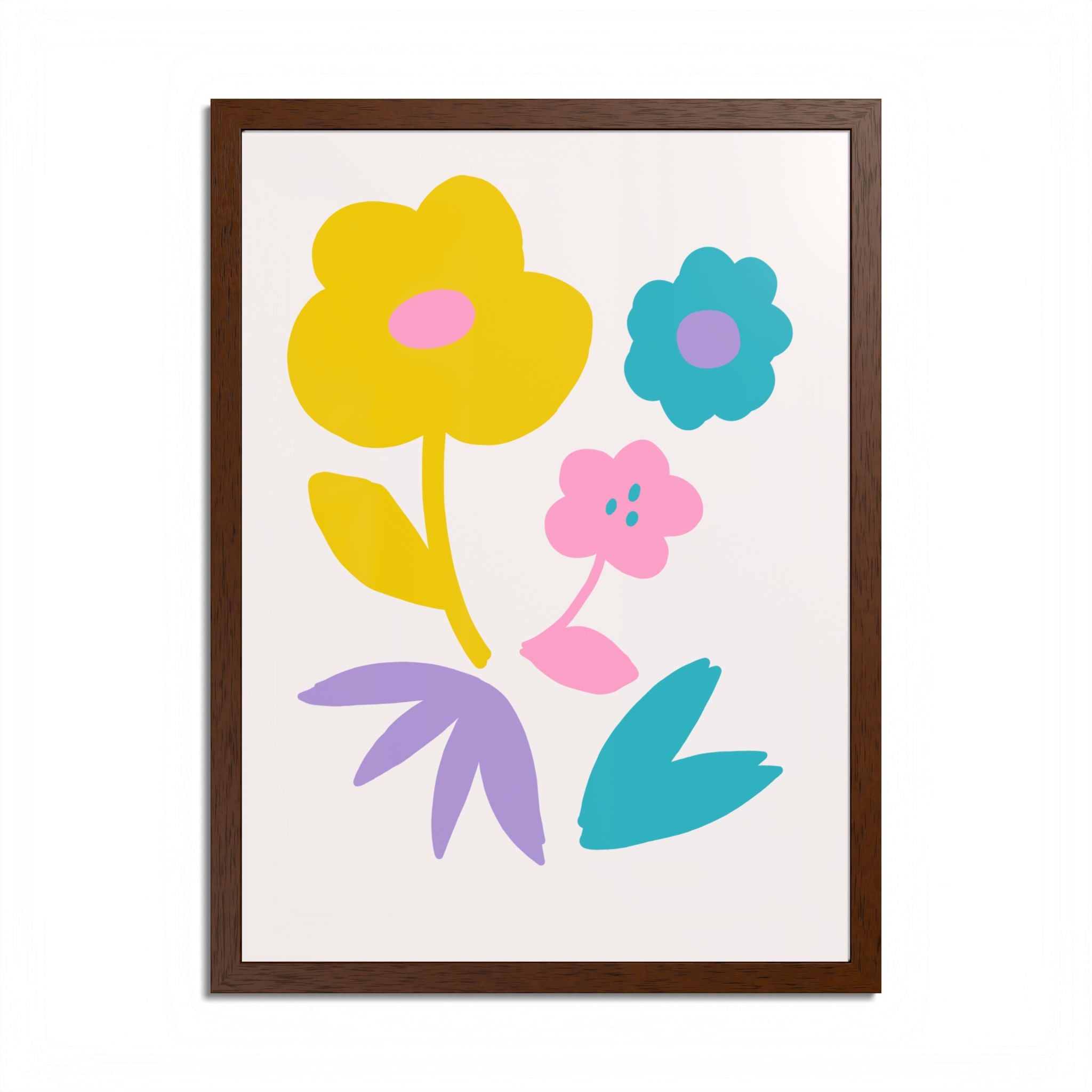Multi-Color Floral Framed Poster