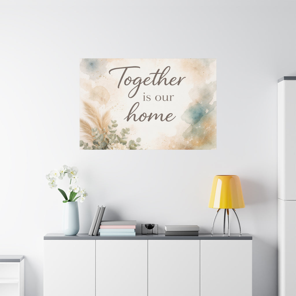 Together Is Our Home Floral Inspirational Decor Canvas Wall Art