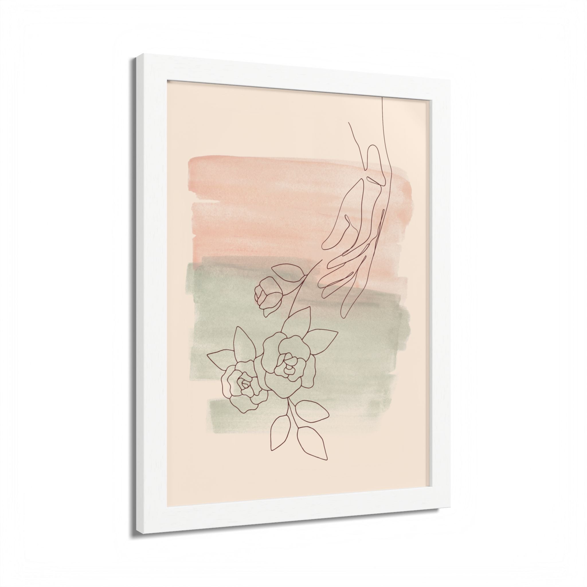 Hand Reaching for Flowers Framed Poster