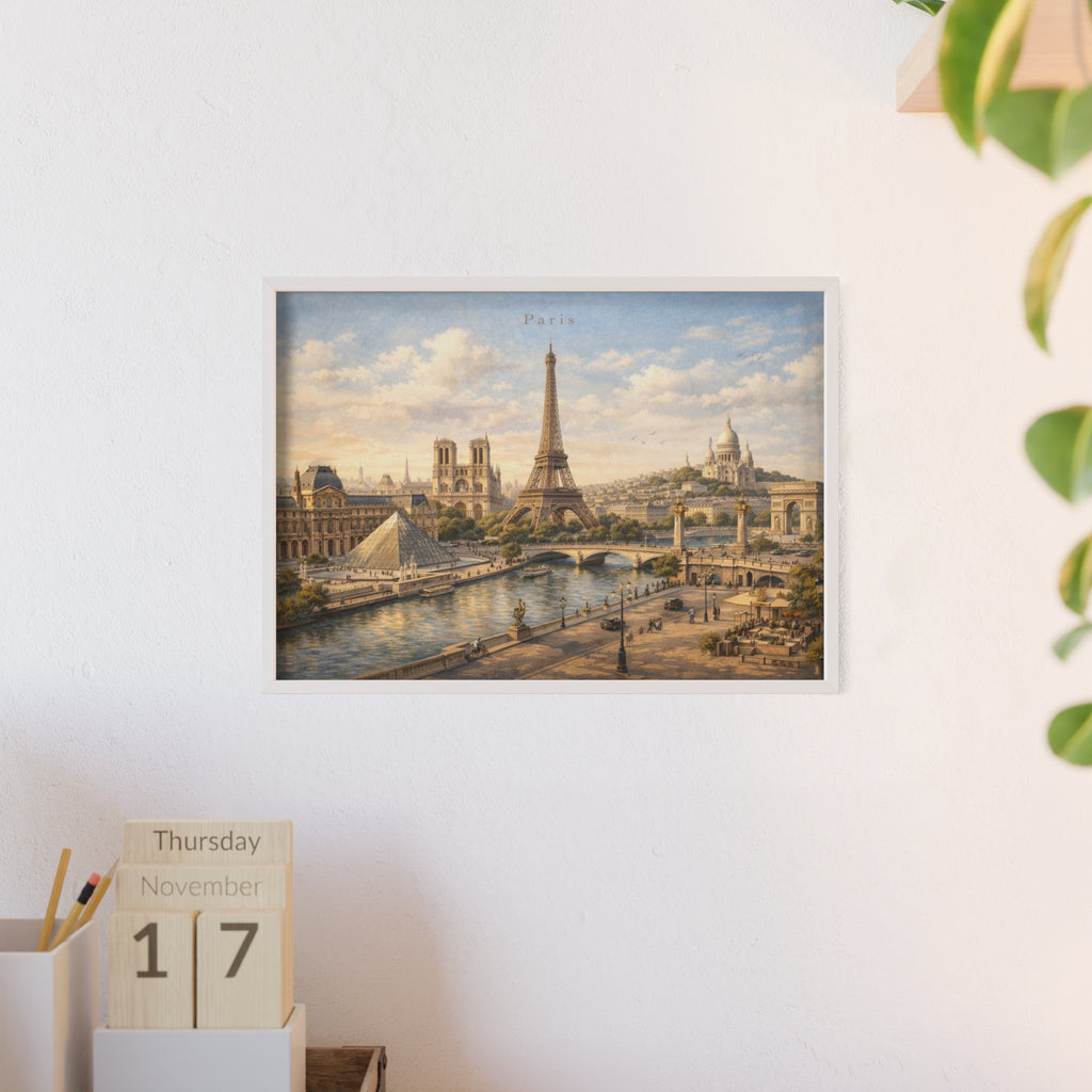 Paris Eiffel Tower Wood Framed Poster