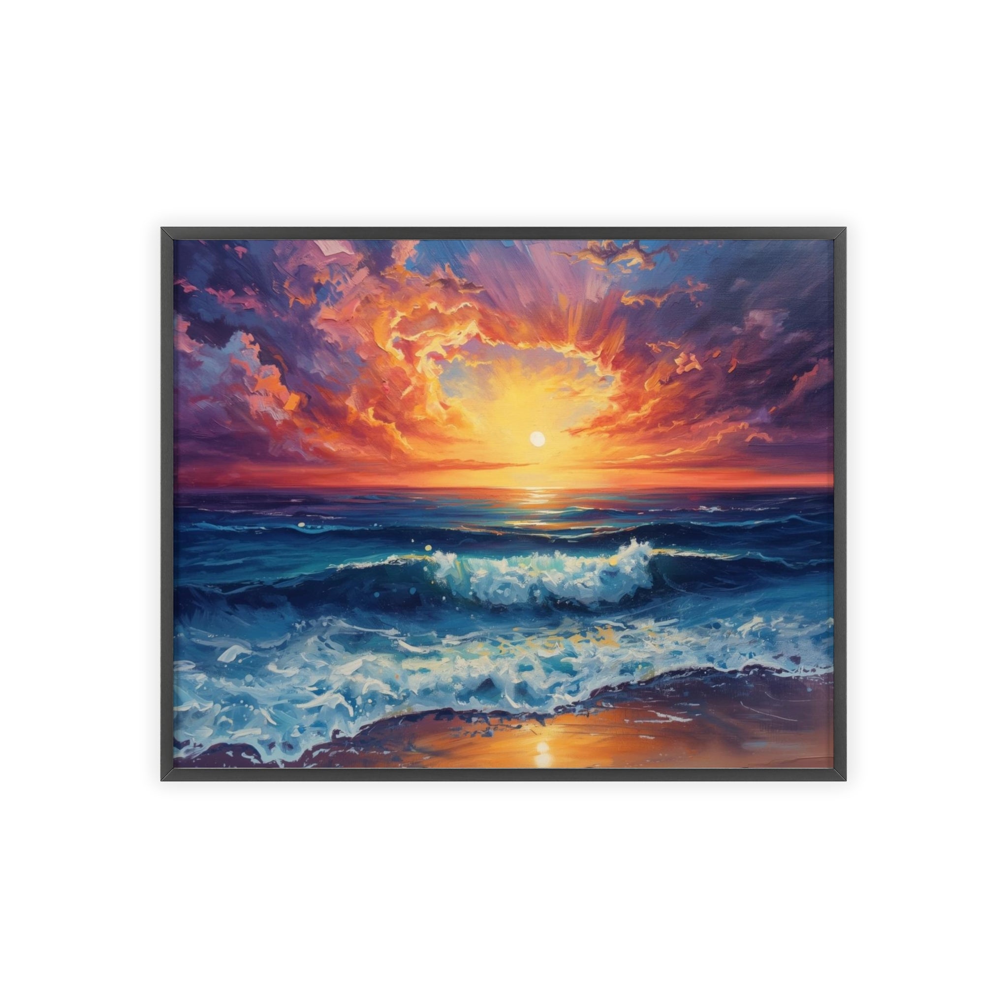 Sunset Ocean Vibrant Seascape Framed Poster