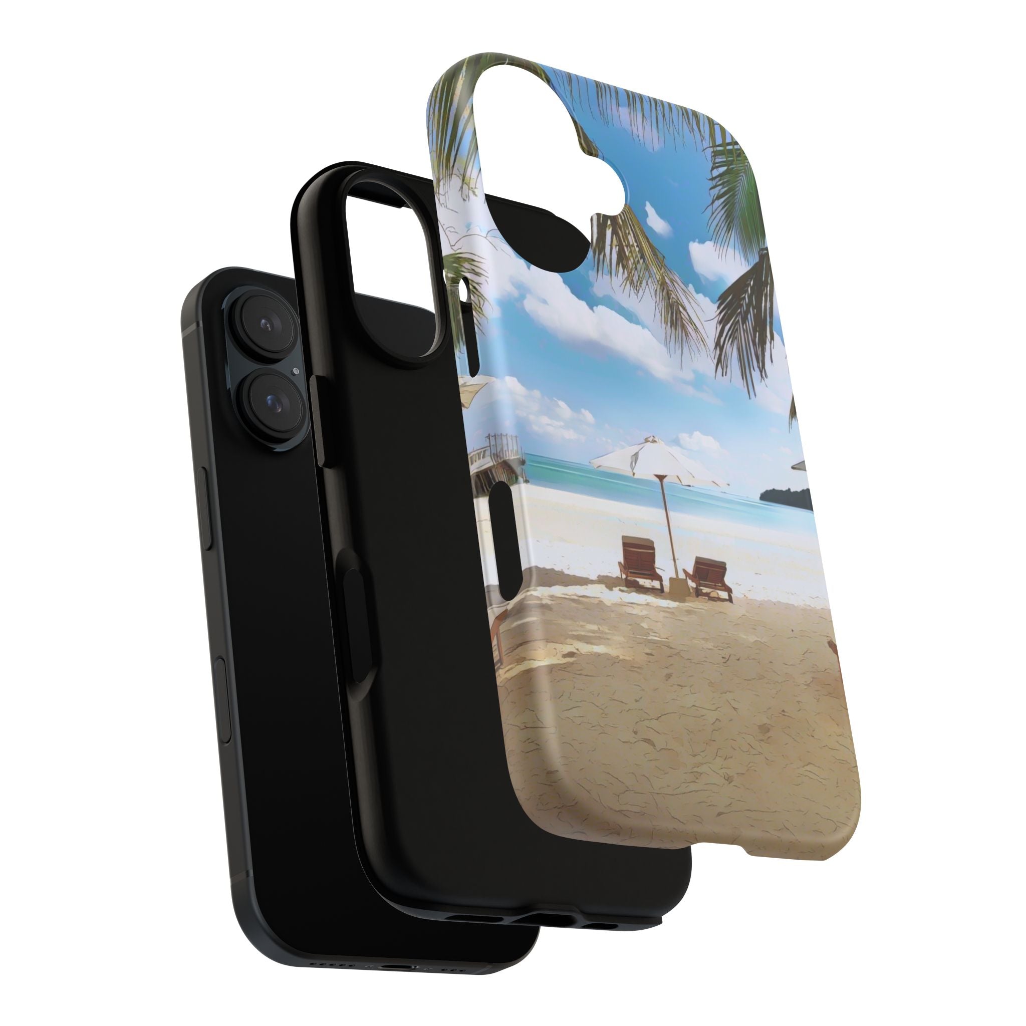 Beach Paradise Tropical Palm Beach Scene Tough Phone Case
