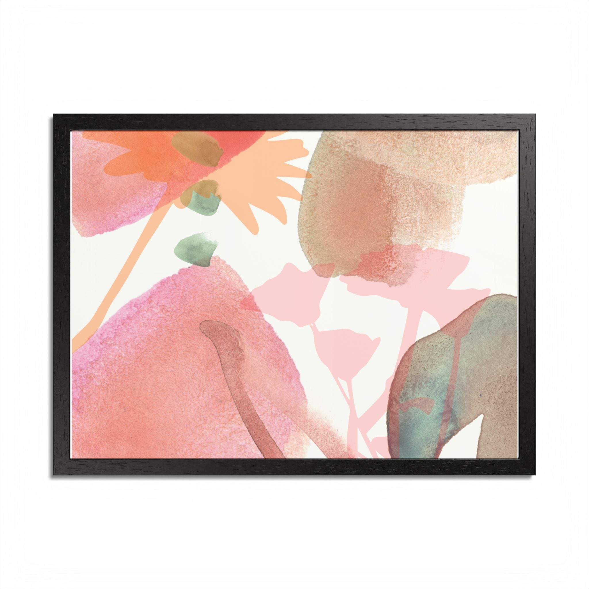 Multi-Color Abstract & Floral Design Framed Poster