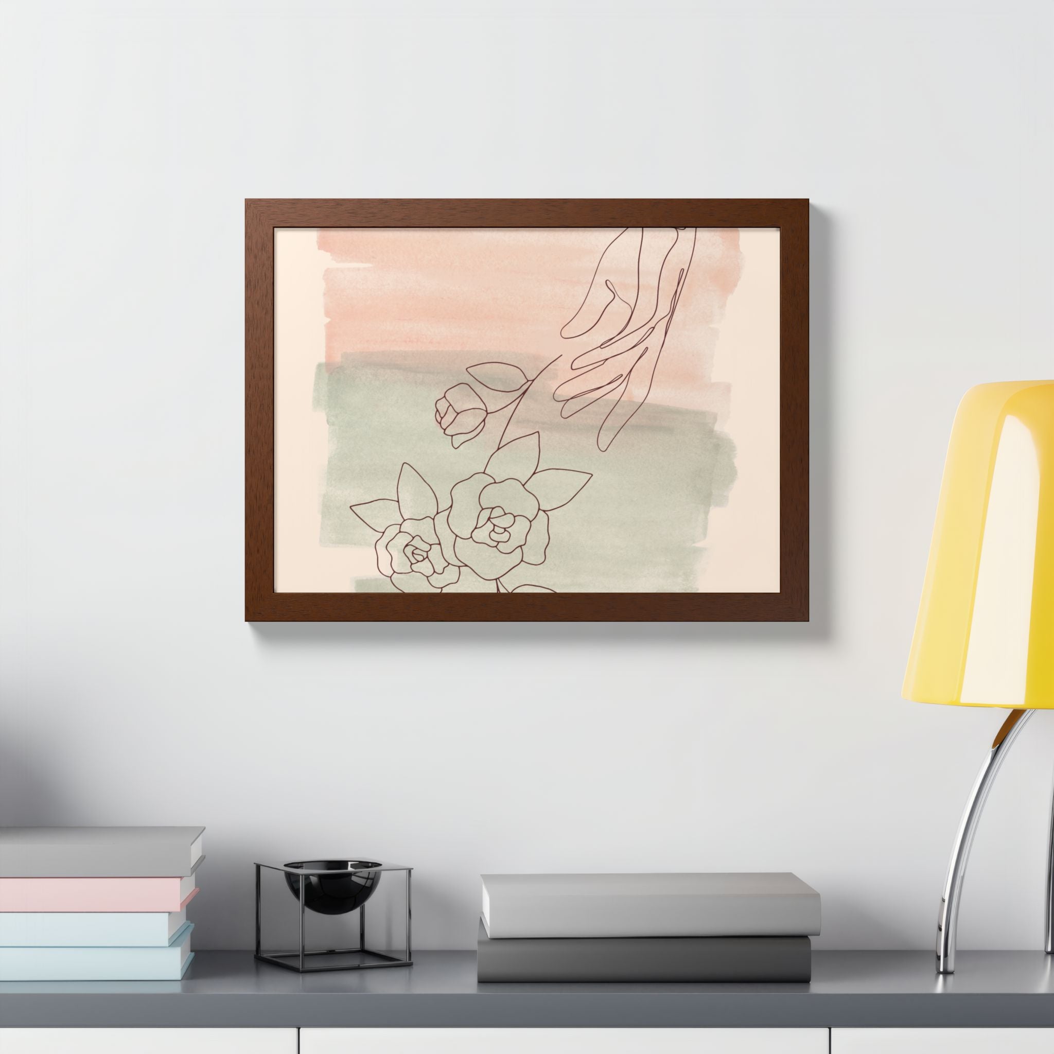 Hand Reaching for Flowers Framed Poster