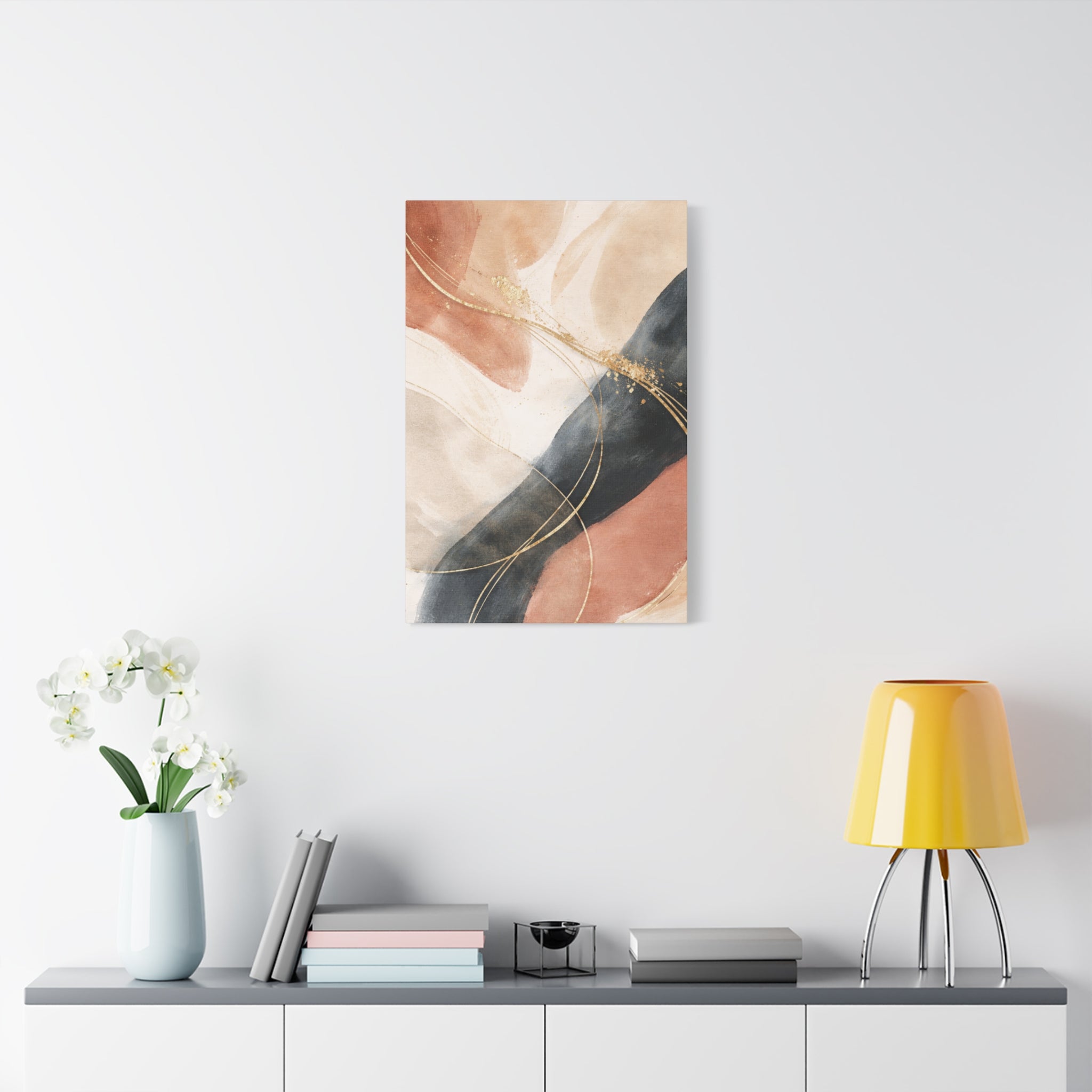 Abstract Blush & Gold Matte Canvas Print