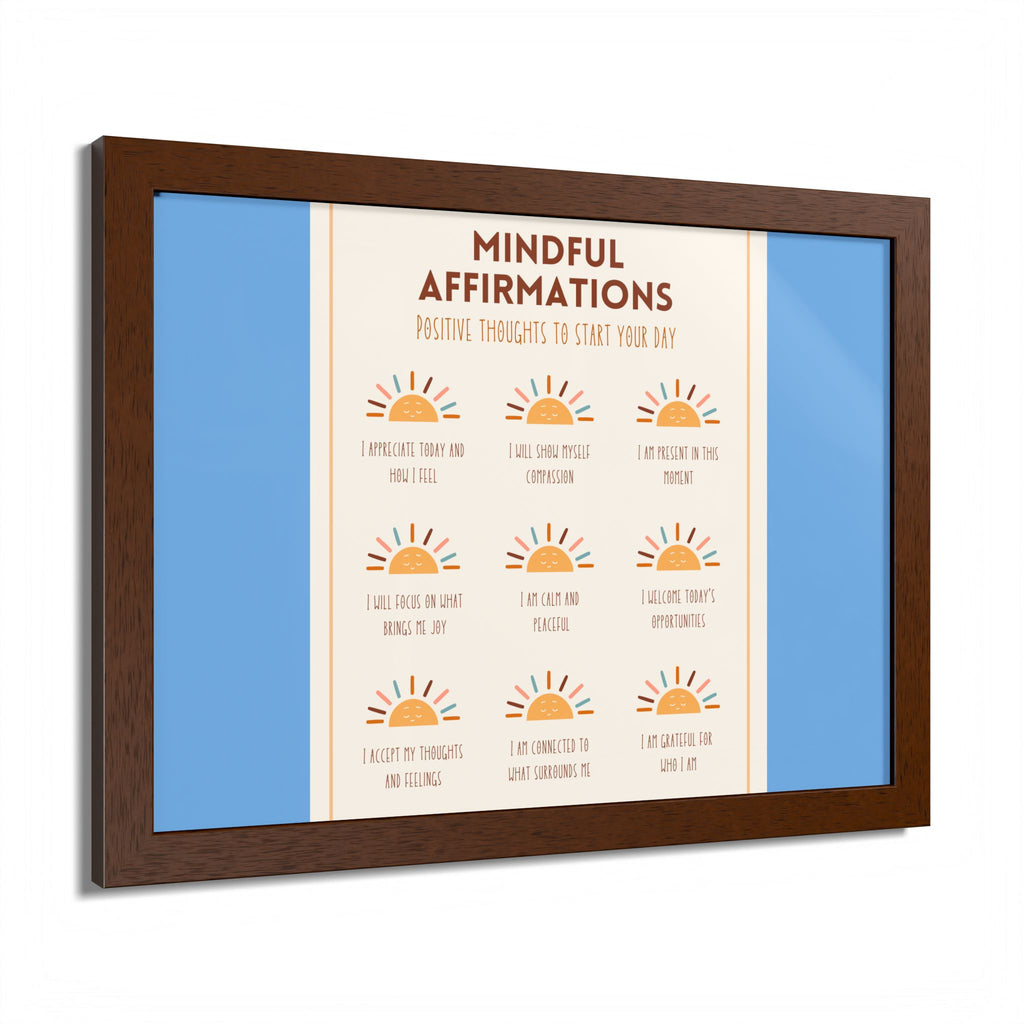Mindful Affirmations: Positive Thoughts to Start Your Day Framed Poster