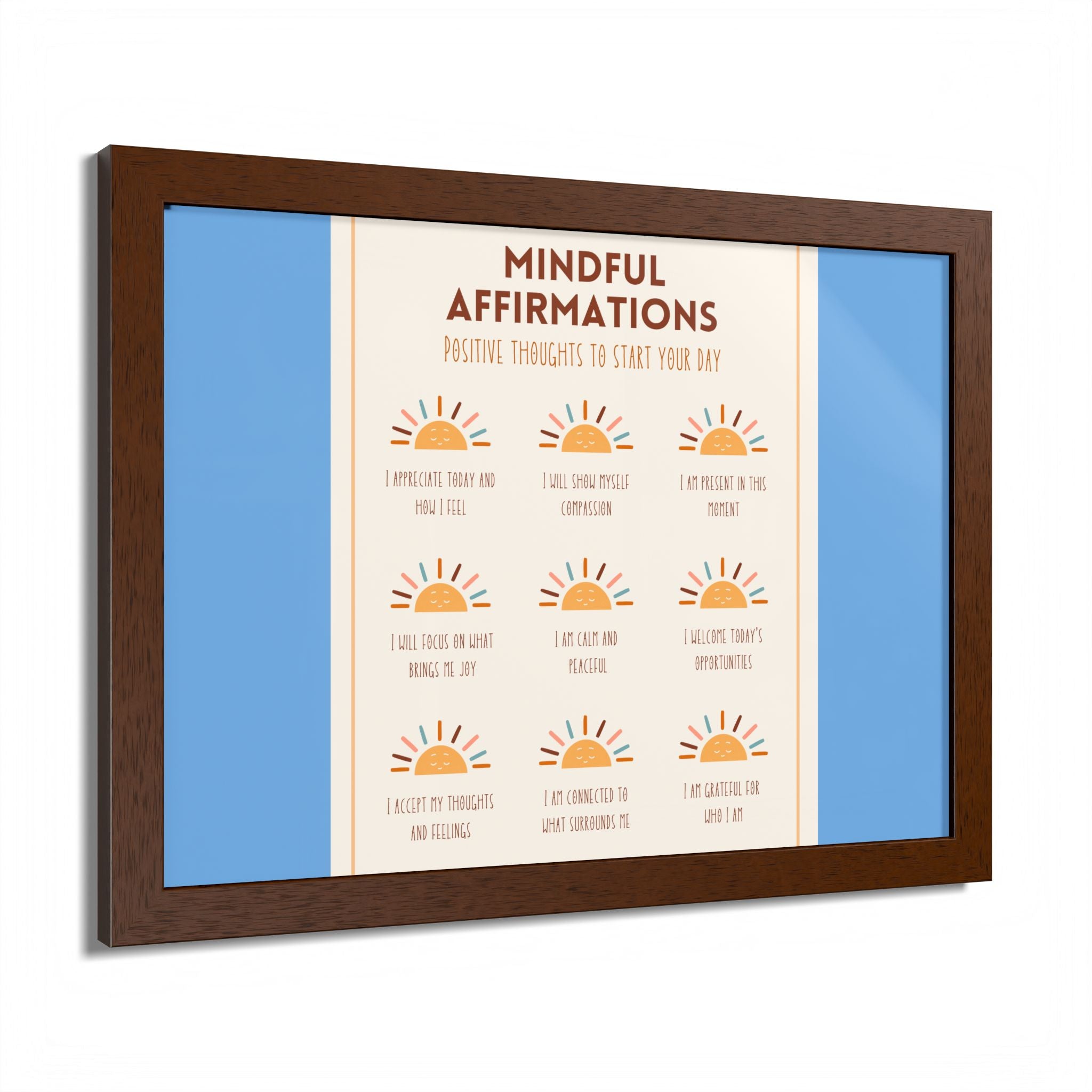 Mindful Affirmations: Positive Thoughts to Start Your Day Framed Poster
