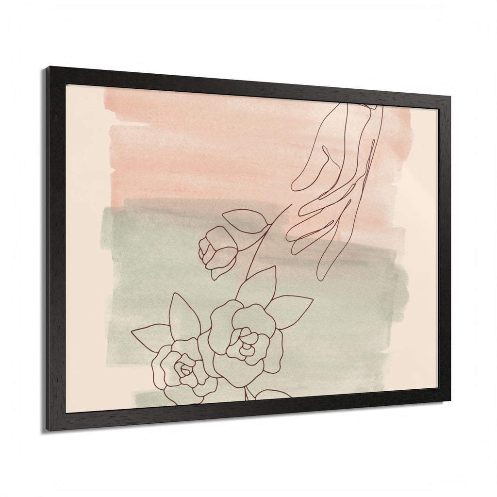 Hand Reaching for Flowers Framed Poster