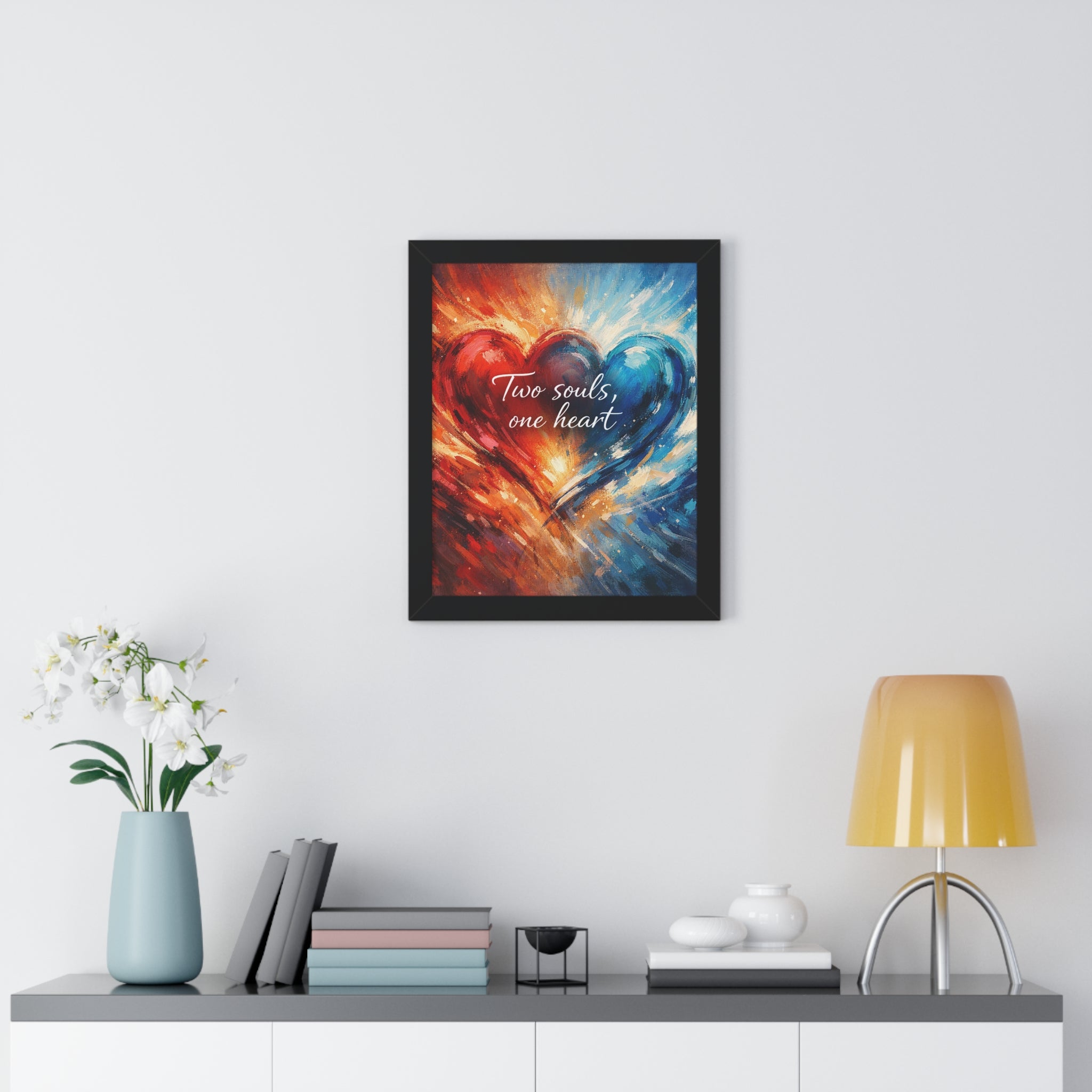 Two Souls One Heart Romantic Art Framed Poster