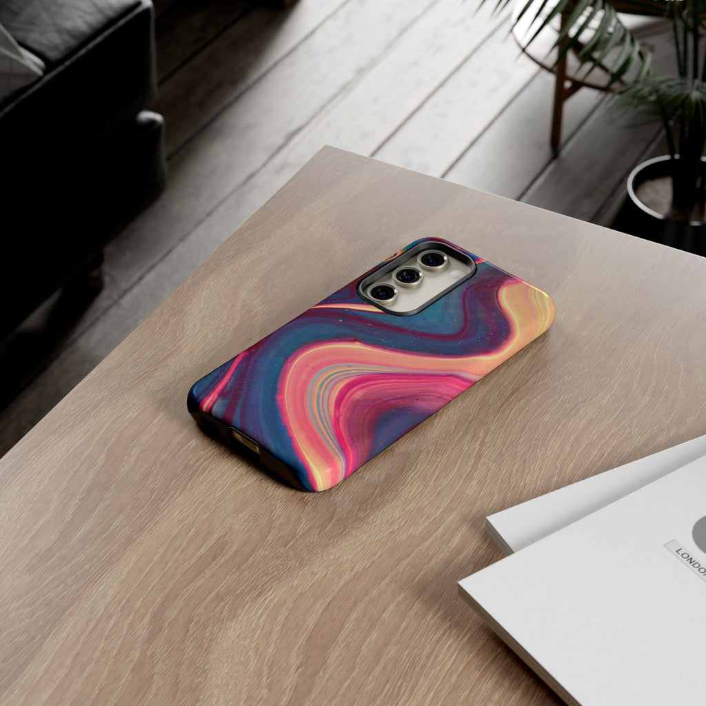 Colorful Wavy Marble Swirl Protective Phone Case