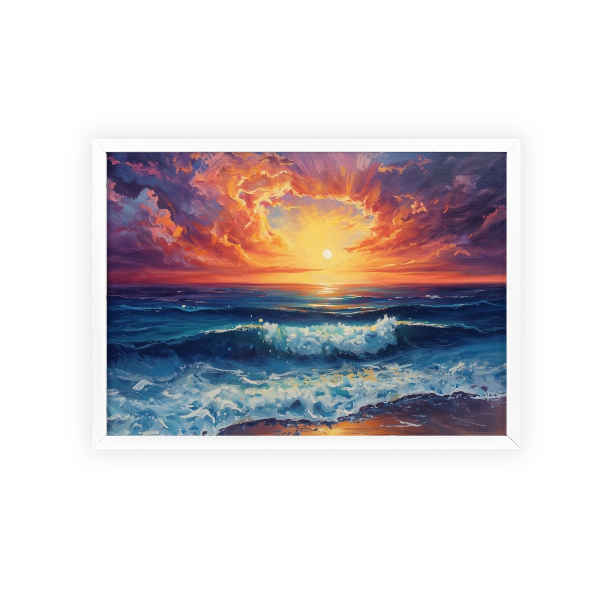 Sunset Ocean Vibrant Seascape Framed Poster