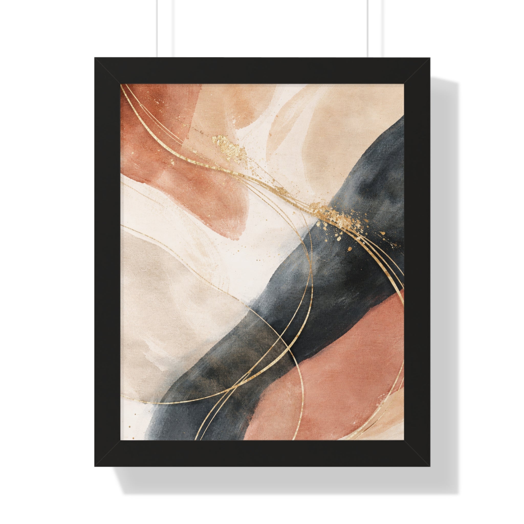 Modern Abstract Earth Tone Wall Art Poster with Gold Accents
