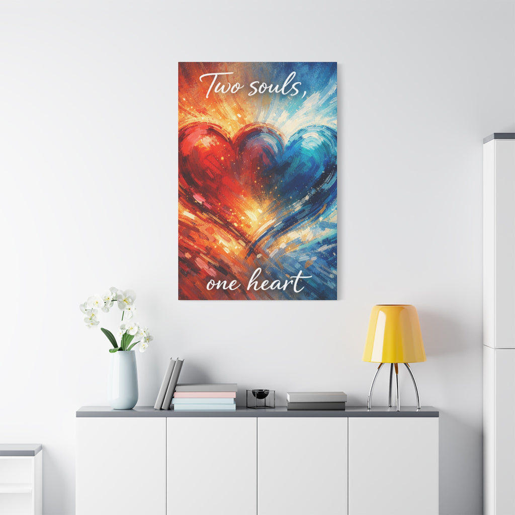 Two Souls One Heart Abstract Heart Canvas