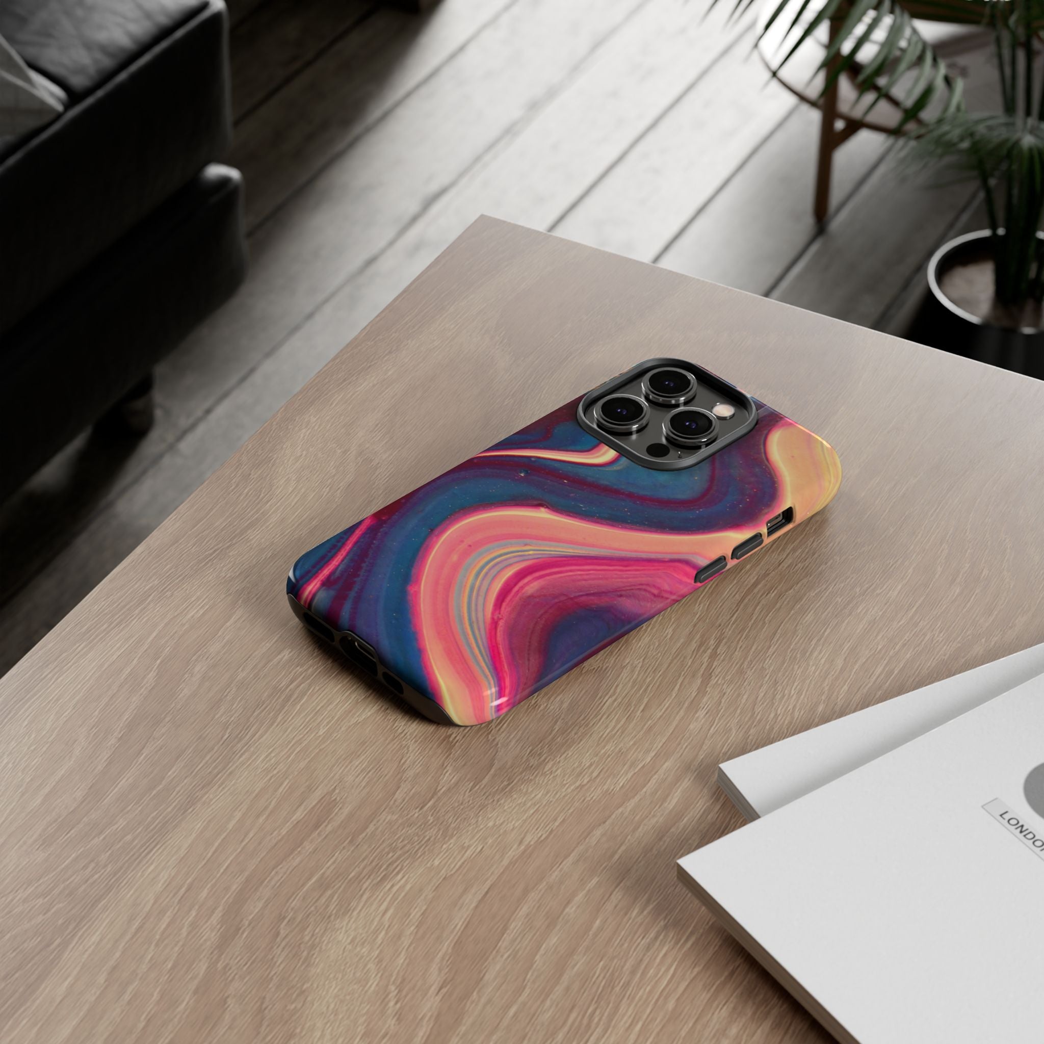 Colorful Wavy Marble Swirl Protective Phone Case