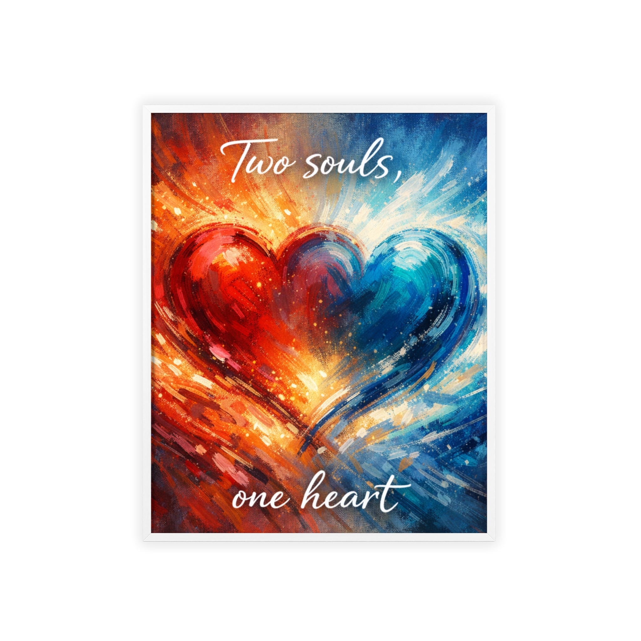 Two Souls One Heart Framed Poster — Romantic Heart Wall Art