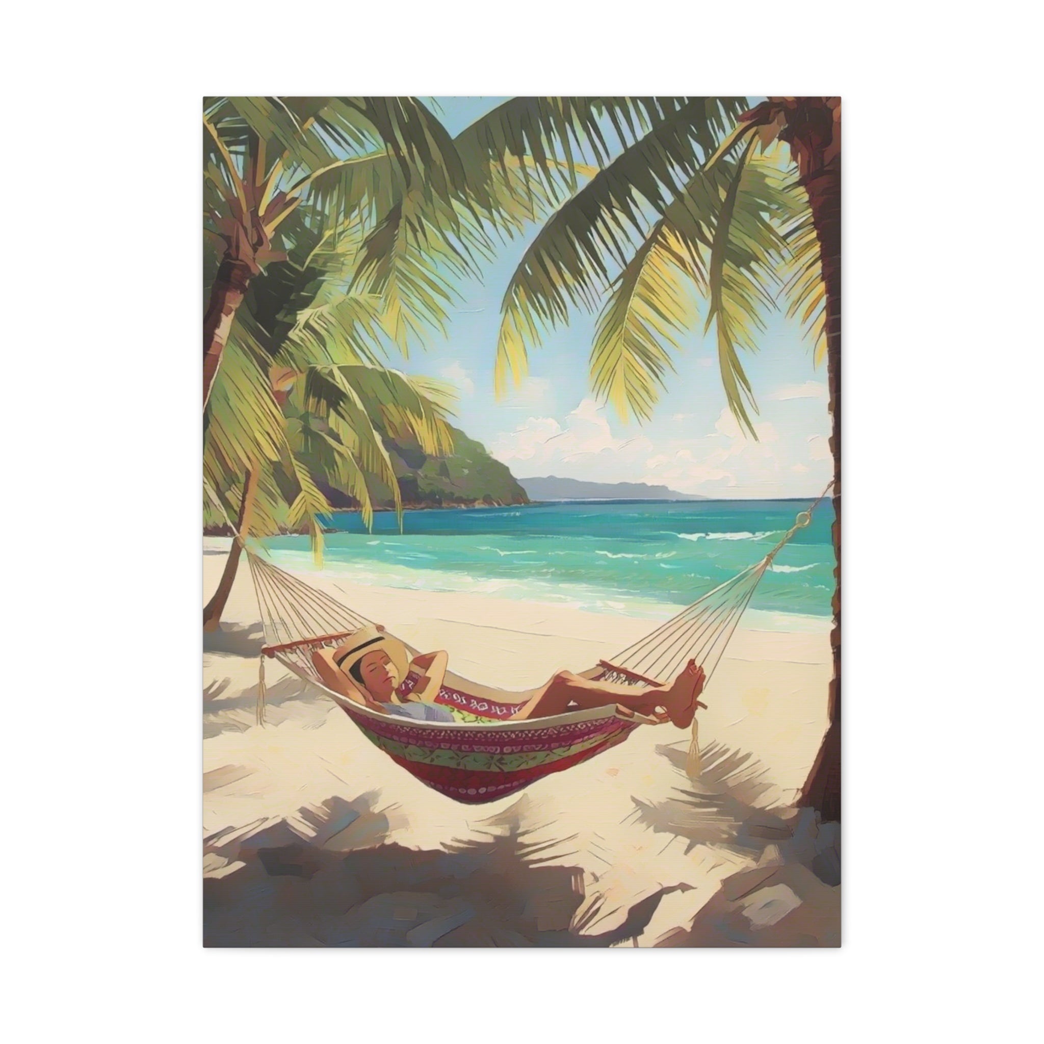 Tropical Beach Hammock Canvas Wall Art