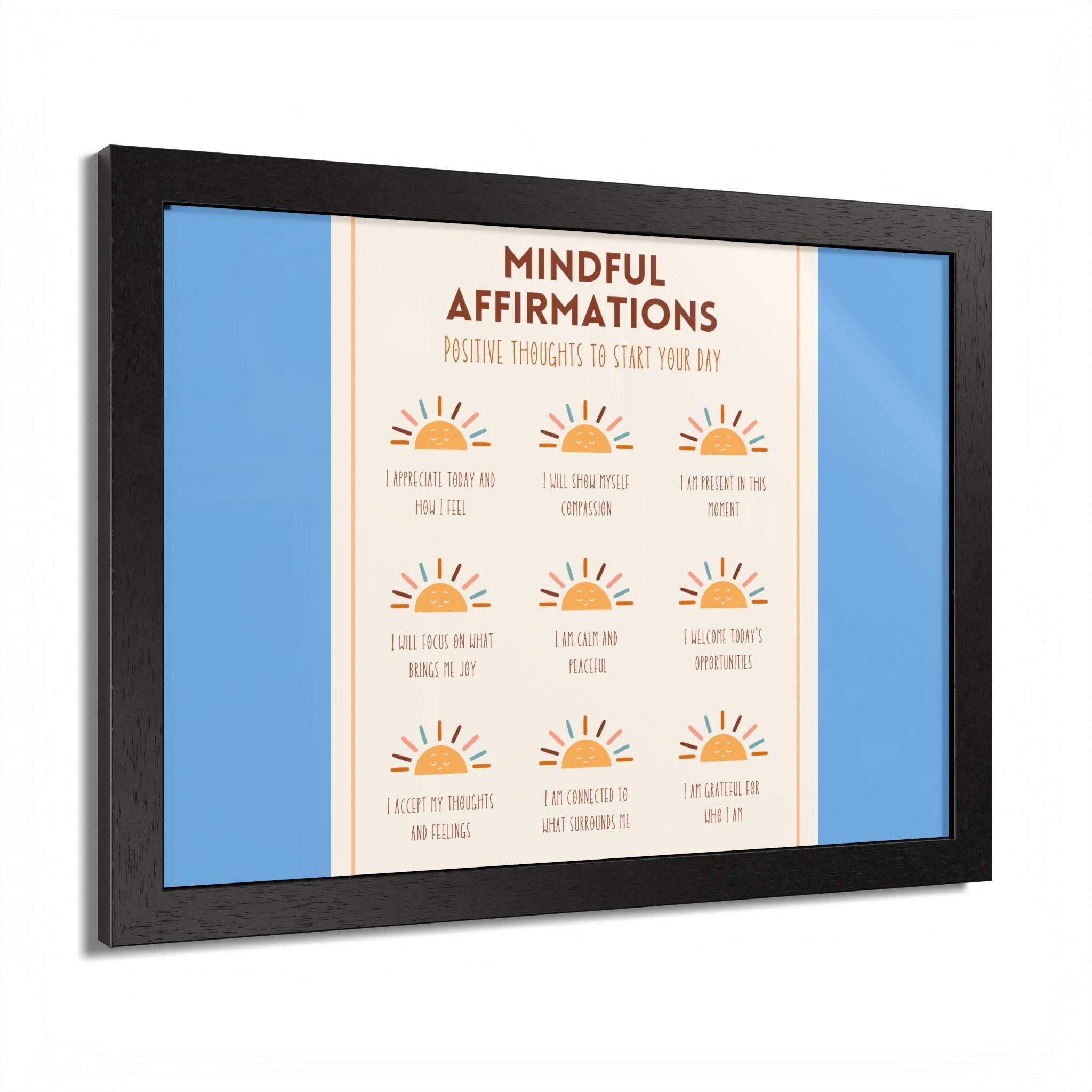 Mindful Affirmations: Positive Thoughts to Start Your Day Framed Poster