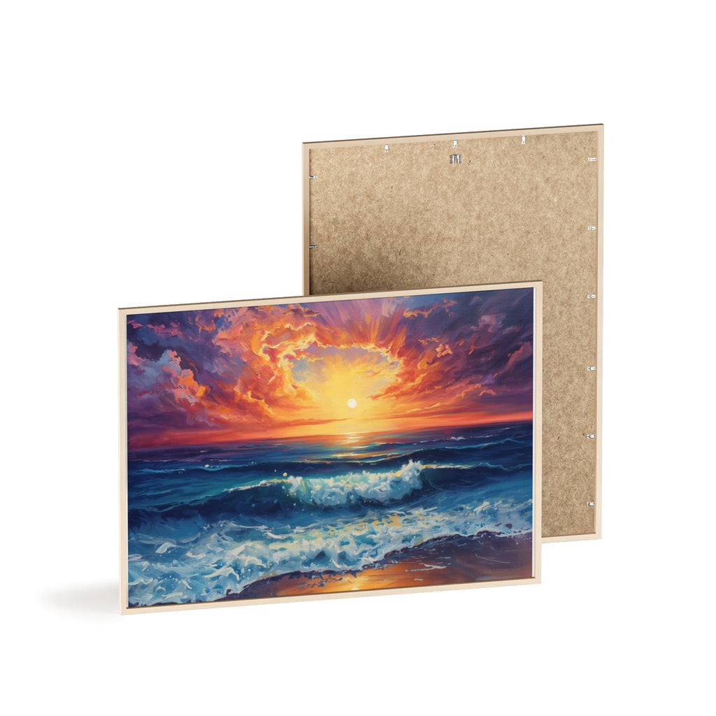 Sunset Ocean Vibrant Seascape Framed Poster