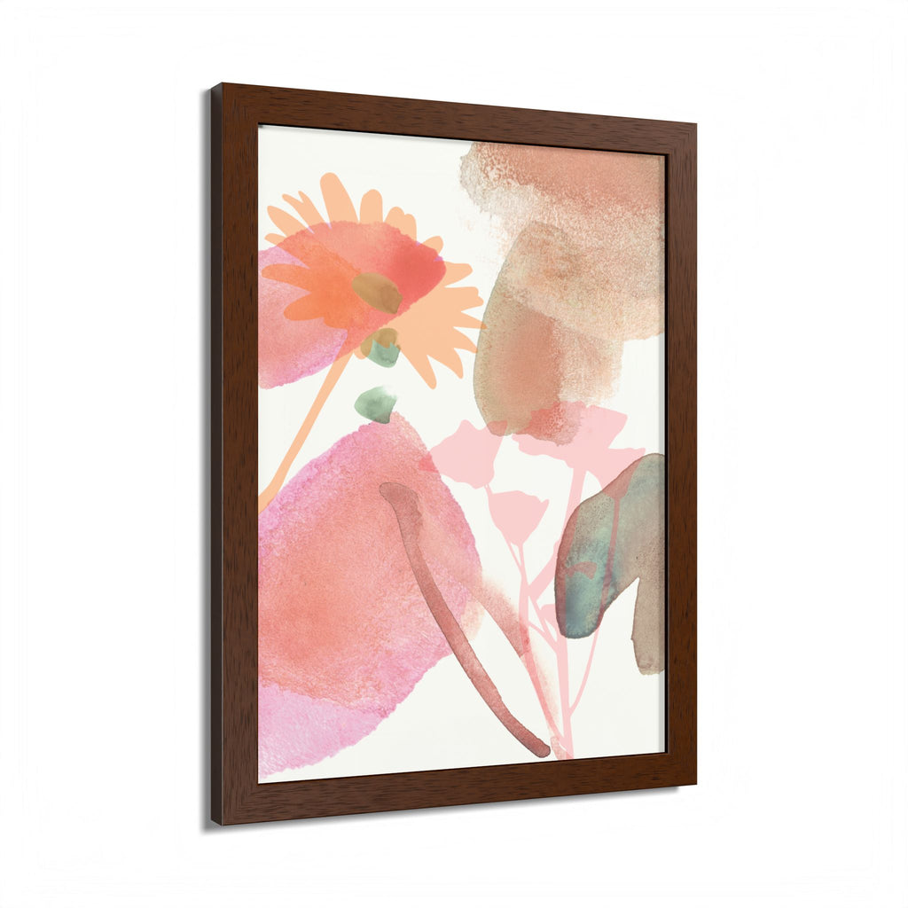 Multi-Color Abstract & Floral Design Framed Poster