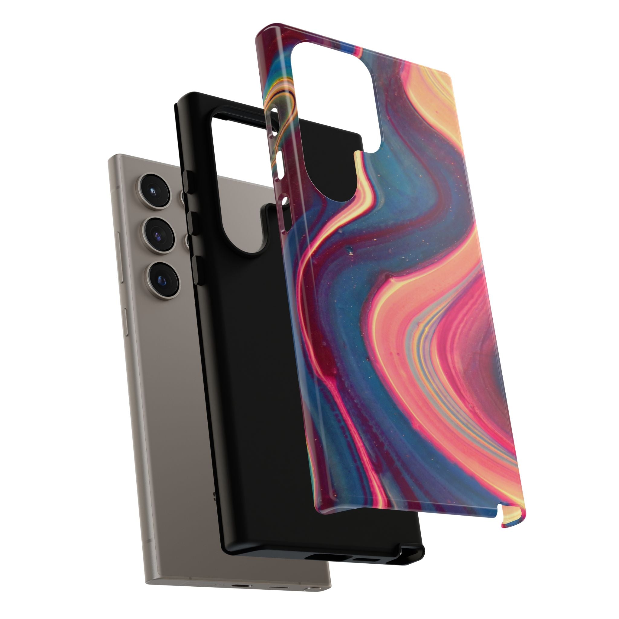 Colorful Wavy Marble Swirl Protective Phone Case