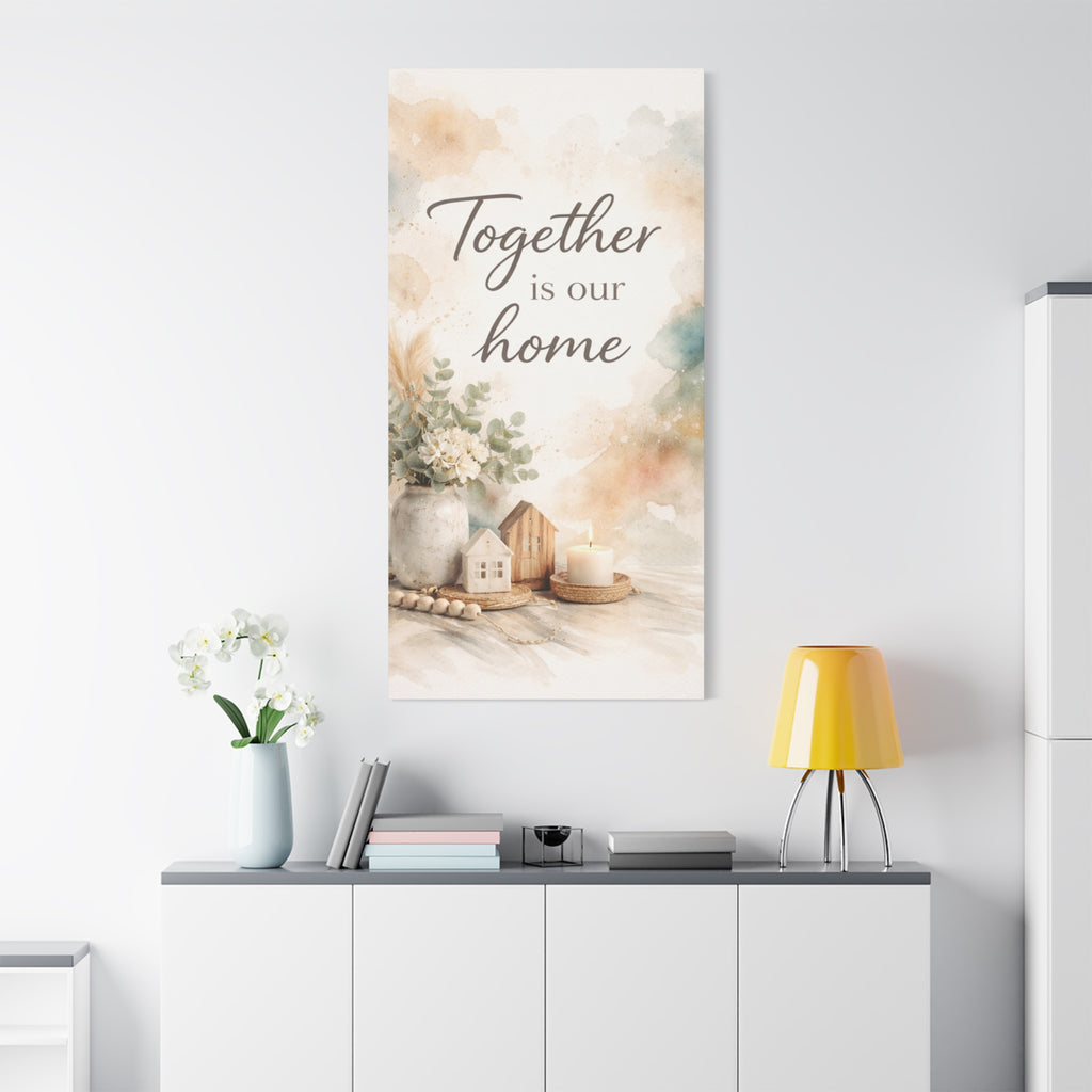 Together Is Our Home Floral Inspirational Decor Canvas Wall Art