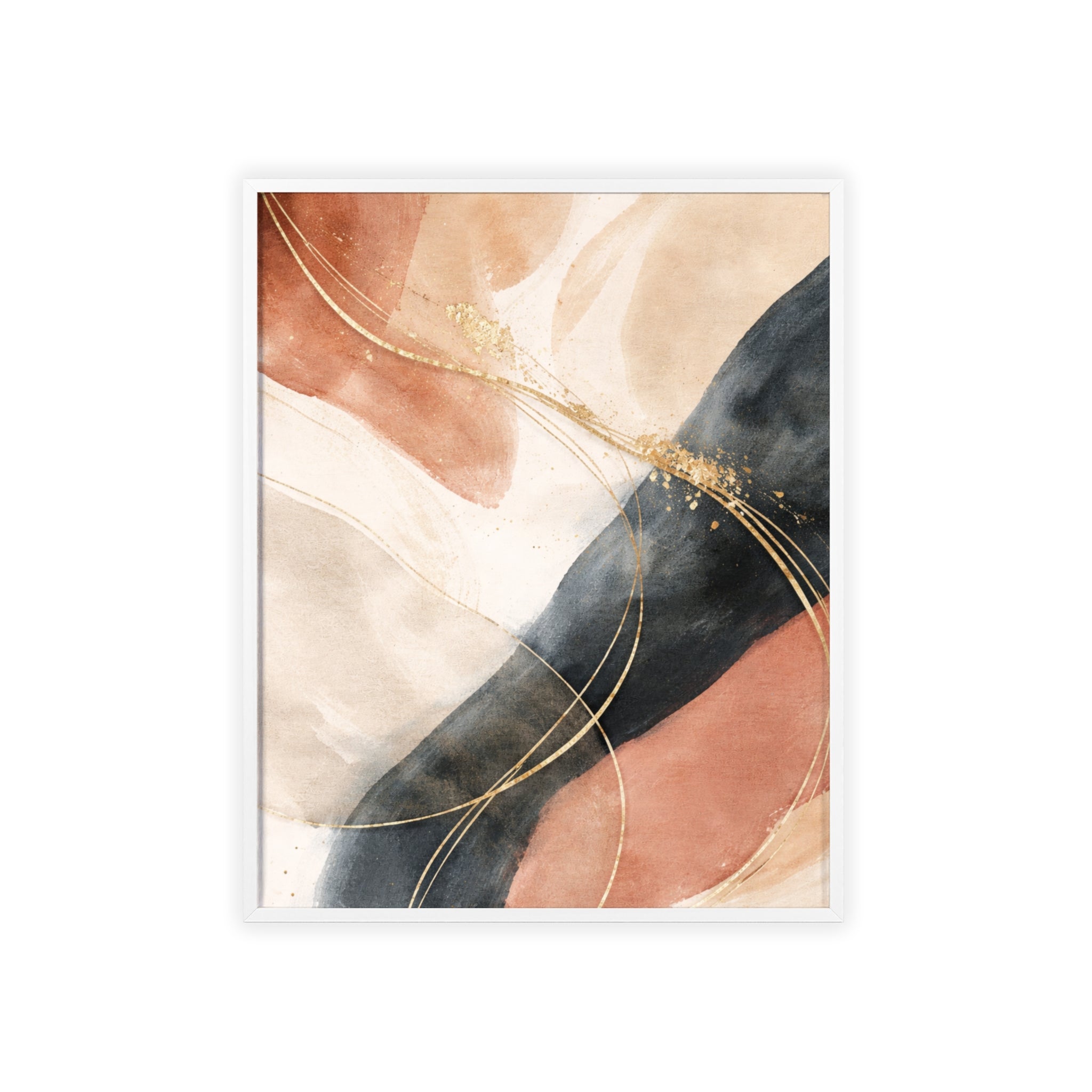 Abstract Gold Arc Framed Poster Modern Watercolor Wall Art