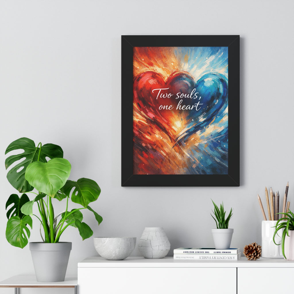 Two Souls One Heart Romantic Art Framed Poster