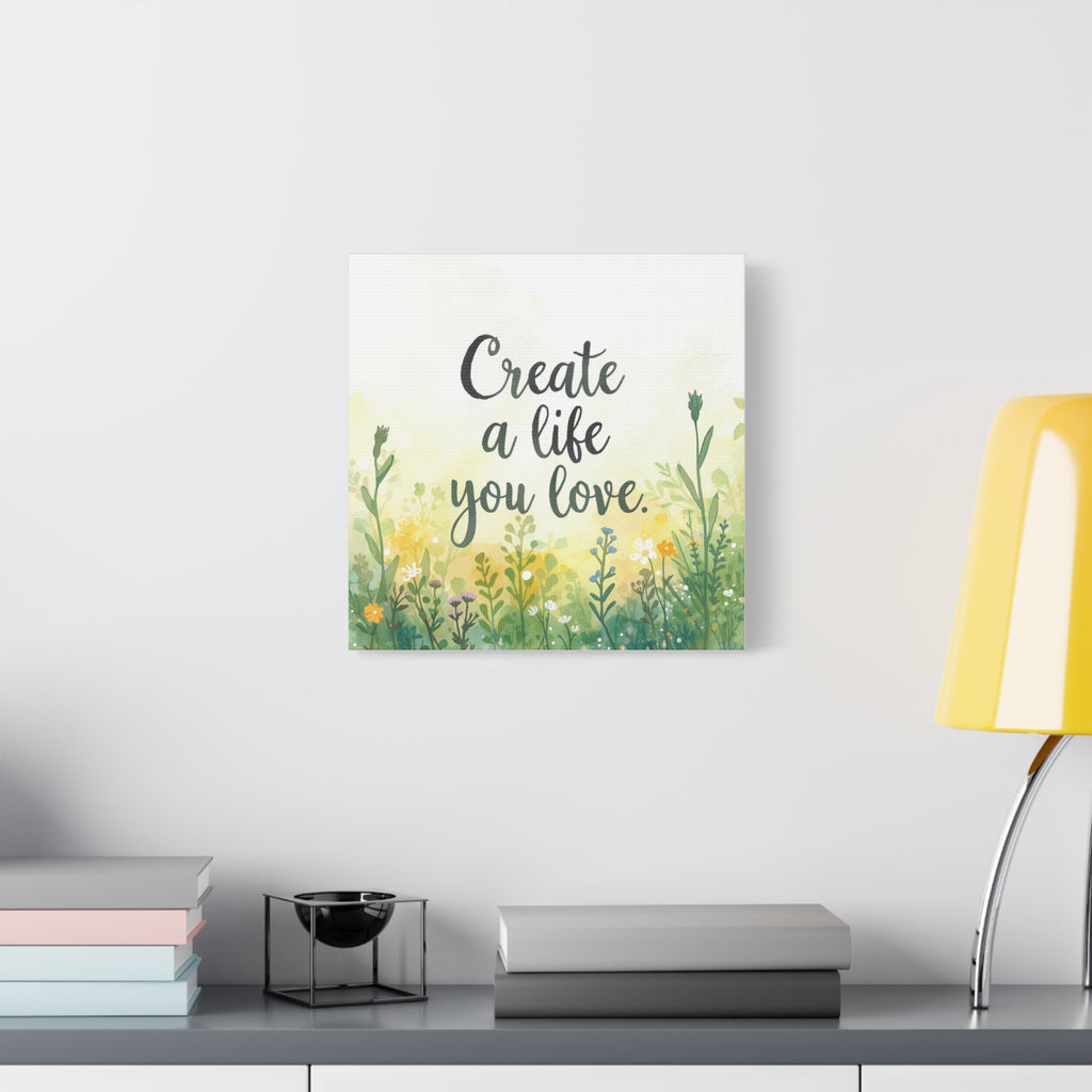 Create a Life You Love Inspirational Floral Matte Canvas Wall Art