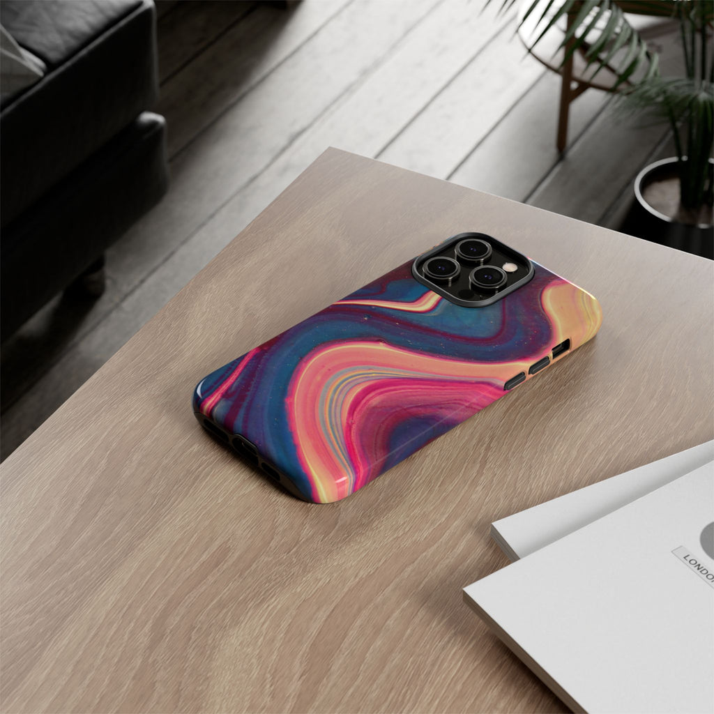 Colorful Wavy Marble Swirl Protective Phone Case