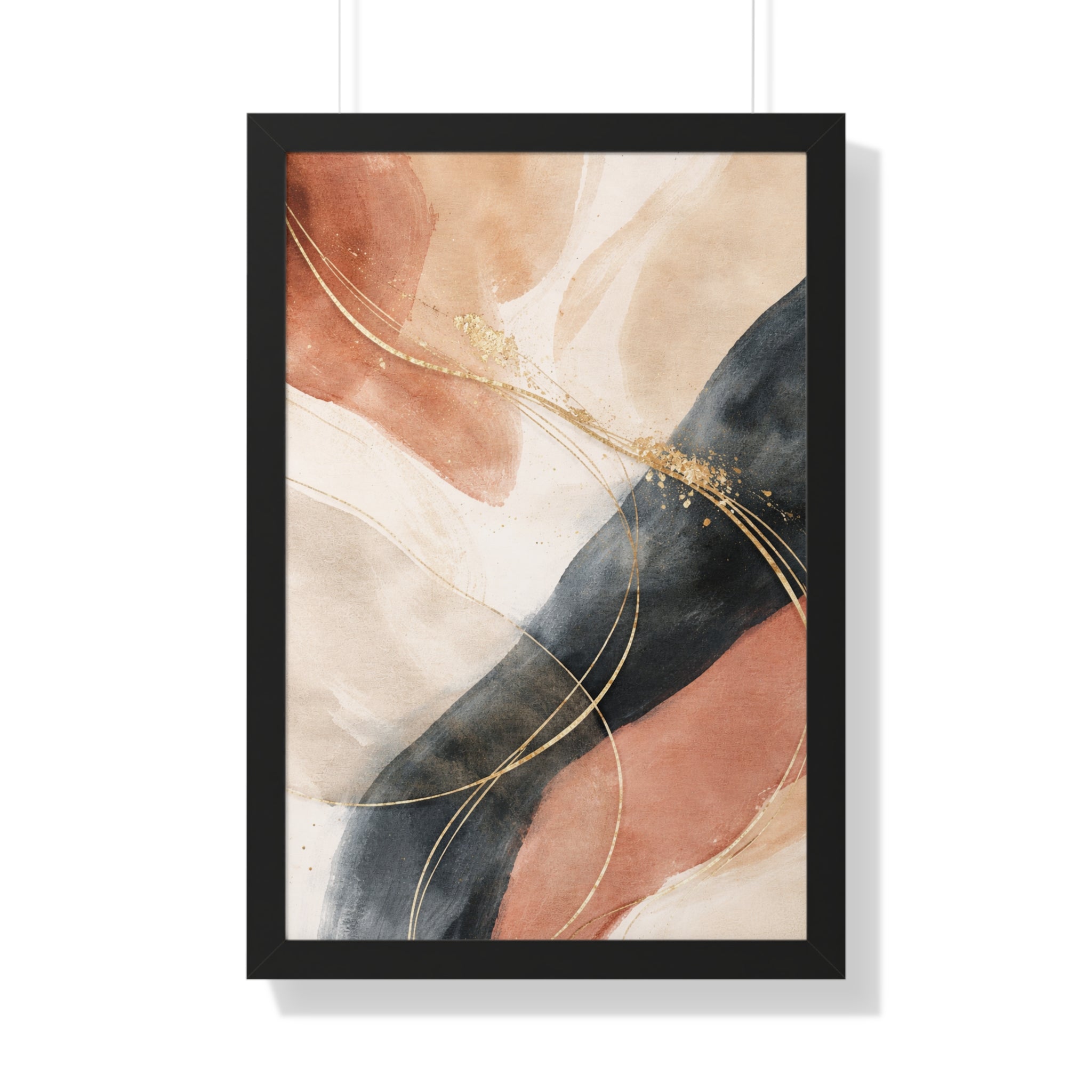Modern Abstract Earth Tone Wall Art Poster with Gold Accents
