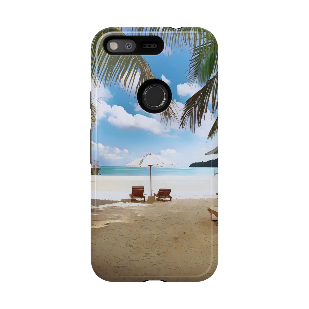 Beach Paradise Tropical Palm Beach Scene Tough Phone Case