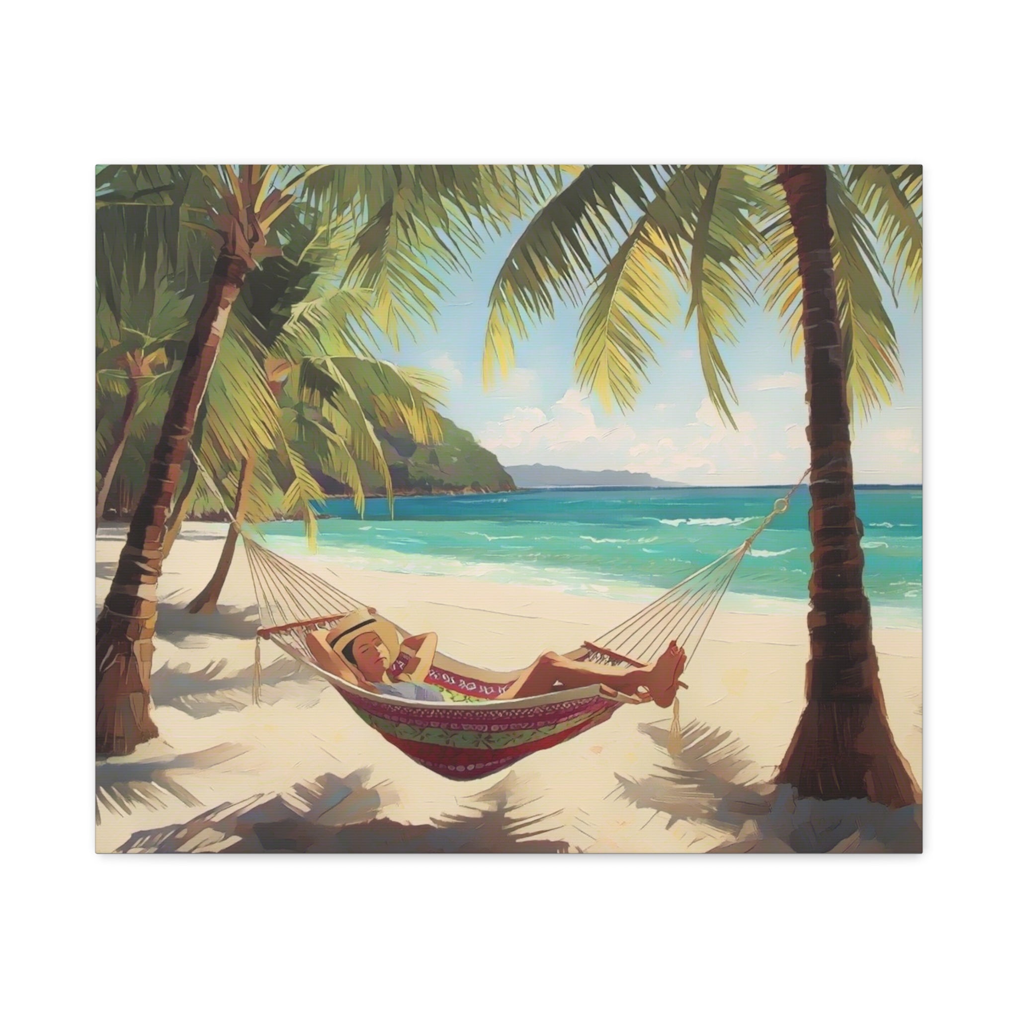 Tropical Beach Hammock Canvas Wall Art